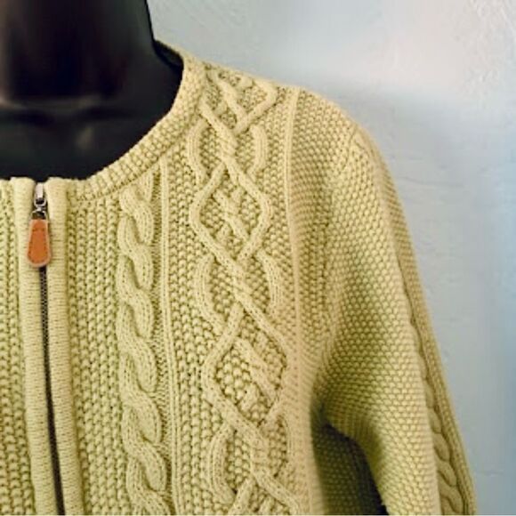 Tabi Green Cable Knit Zip Up Sweater Size Medium - Picture 4 of 7